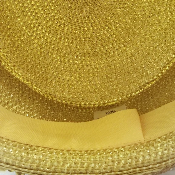 Elegant Gorgeous Gold tone Metallic bead Wedding Church Festival party Straw hat